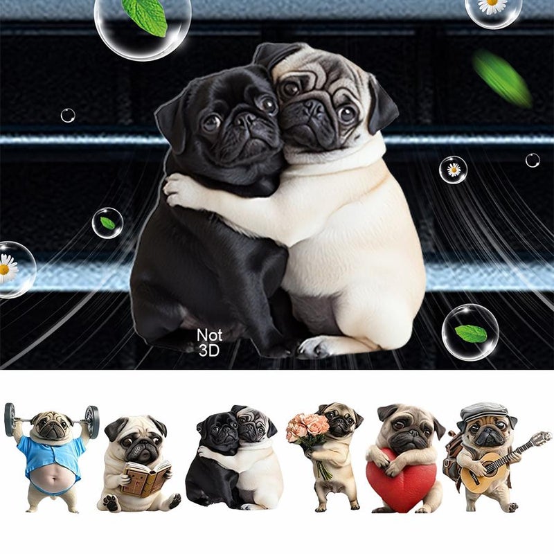 Adorable Pug Acrylic Car Air Vent Fragrance Diffuser,Car Air Freshener Diffuser, Pug Shaped Fragrance Vent Clip,2D Cute Dog Design Solid Scented, Fun & Stylish Interior Accessory - Image 2